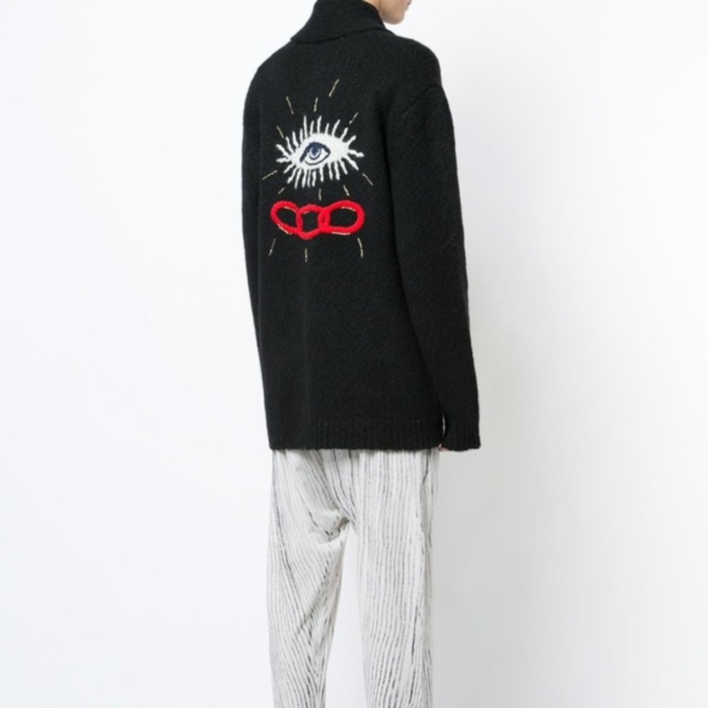 RAQUEL ALLEGRA LOVE EYE EMBROIDERED CARDIGAN  ) or XS